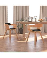 Chaises à manger lot de 2 noir bois courbé et similicuir | Mobilier & Déco