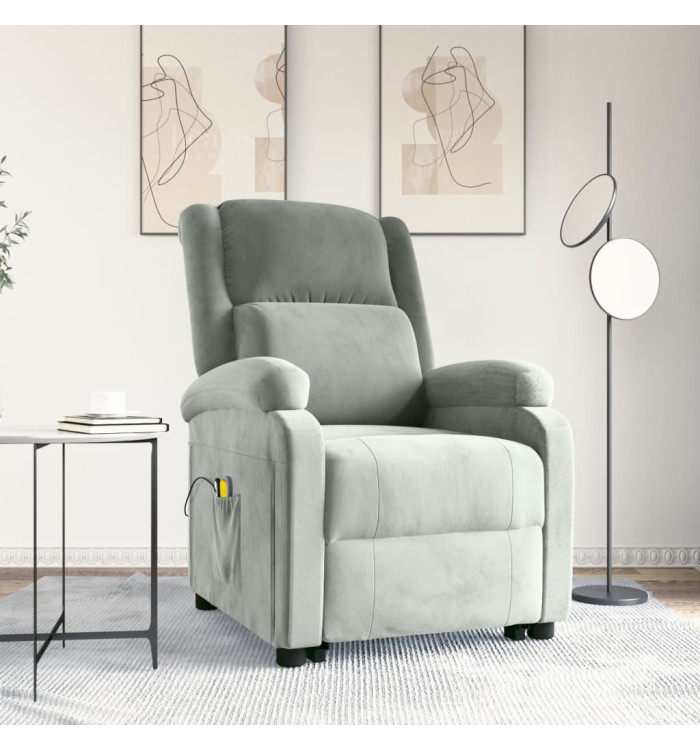 Fauteuil de massage Gris clair Velours | Mobilier & Déco