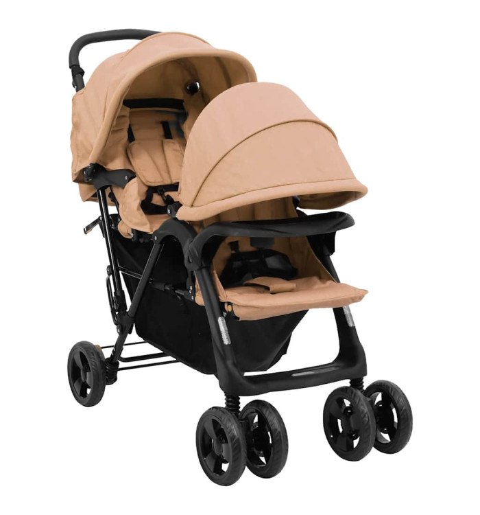 Poussette à deux places Taupe Acier | Mobilier & Déco