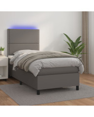 Sommier à lattes de lit avec matelas et LED Gris 80x200 cm | Mobilier & Déco