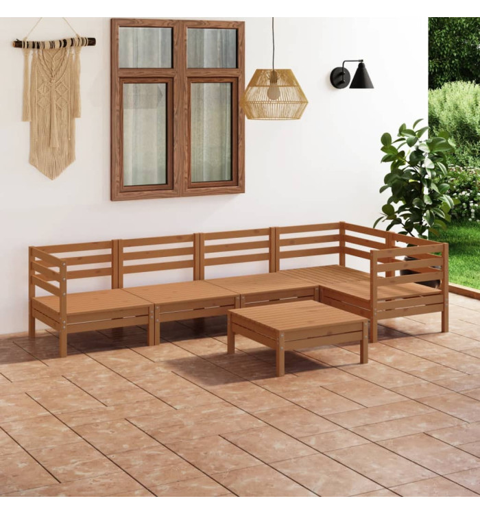 Salon de jardin 6 pcs Bois de pin massif Marron miel | Mobilier & Déco