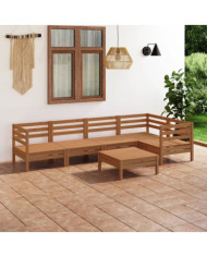 Salon de jardin 6 pcs Bois de pin massif Marron miel | Mobilier & Déco