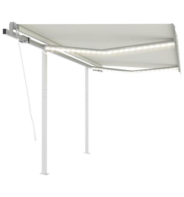Auvent automatique capteur de vent et LED 3x2,5 m Crème | Mobilier & Déco