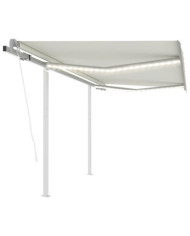 Auvent automatique capteur de vent et LED 3x2,5 m Crème | Mobilier & Déco