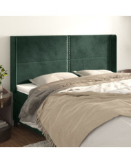 Tête de lit avec oreilles Vert foncé 203x16x118/128 cm Velours | Mobilier & Déco