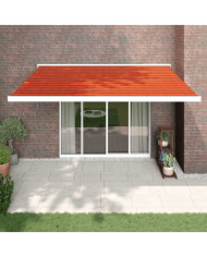 Auvent rétractable orange et marron 4,5x3 m tissu et aluminium | Mobilier & Déco