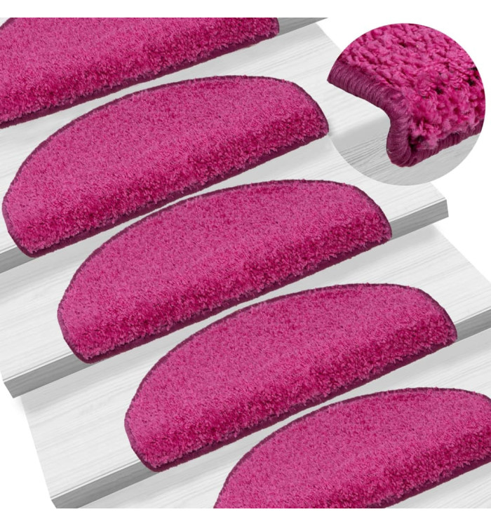 Tapis de marches d'escalier 15 pcs Rose 65x21x4 cm | Mobilier & Déco