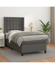 Sommier à lattes de lit avec matelas Gris 80x200 cm Similicuir | Mobilier & Déco