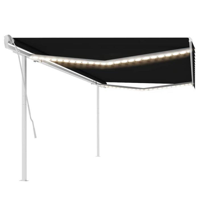 Auvent manuel rétractable avec LED 5x3 m Anthracite | Mobilier & Déco