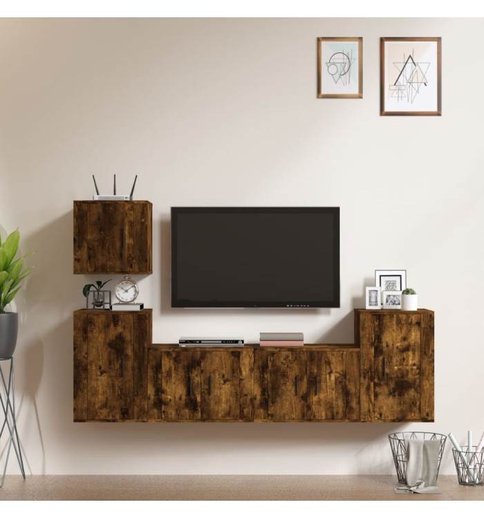 Ensemble de meubles TV 5 pcs Chêne fumé Bois d'ingénierie | Mobilier & Déco