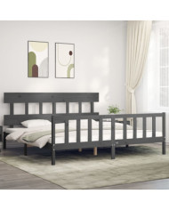 Cadre de lit avec tête de lit gris Super King Size bois massif | Mobilier & Déco