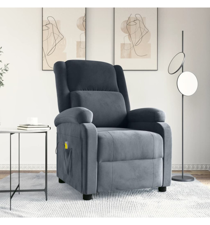 Fauteuil de massage Gris foncé velours | Mobilier & Déco