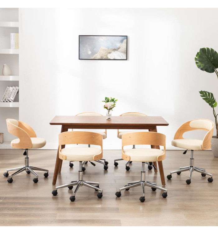 Chaises pivotantes à manger lot de 6 bois courbé et similicuir | Mobilier & Déco