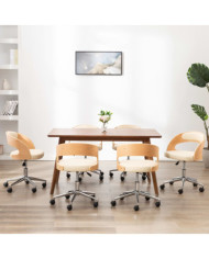 Chaises pivotantes à manger lot de 6 bois courbé et similicuir | Mobilier & Déco