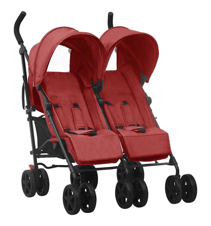 Poussette à deux places Rouge Acier | Mobilier & Déco