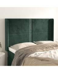 Tête de lit avec oreilles Vert foncé 147x16x118/128 cm Velours | Mobilier & Déco