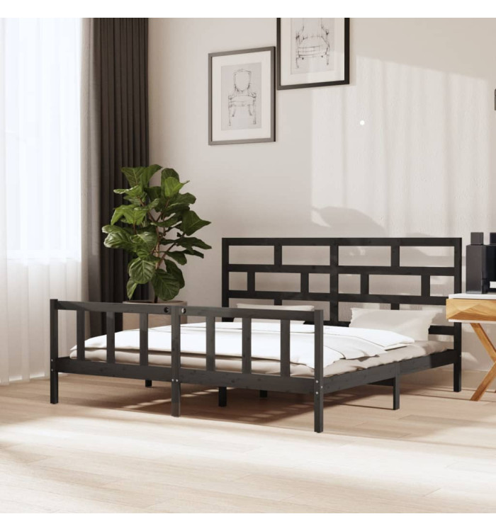 Cadre de lit Gris Bois de pin massif 180x200 cm Super King | Mobilier & Déco