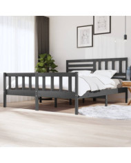 Cadre de lit sans matelas gris bois massif | Mobilier & Déco