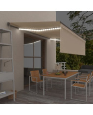 Auvent rétractable manuel avec store et LED 5x3 m Crème | Mobilier & Déco