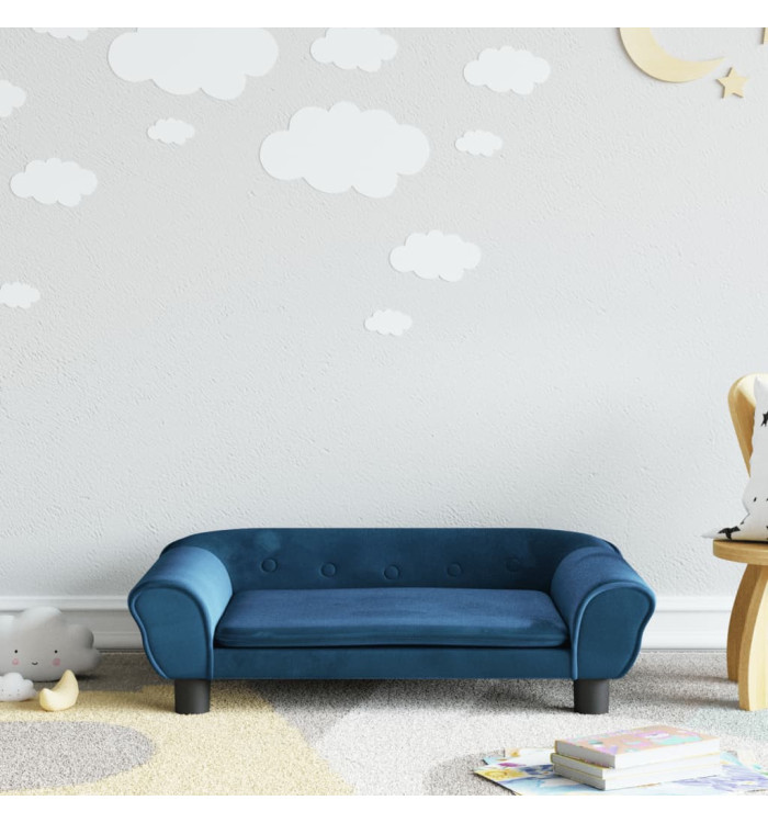 Canapé pour enfants bleu 70x45x26 cm velours | Mobilier & Déco