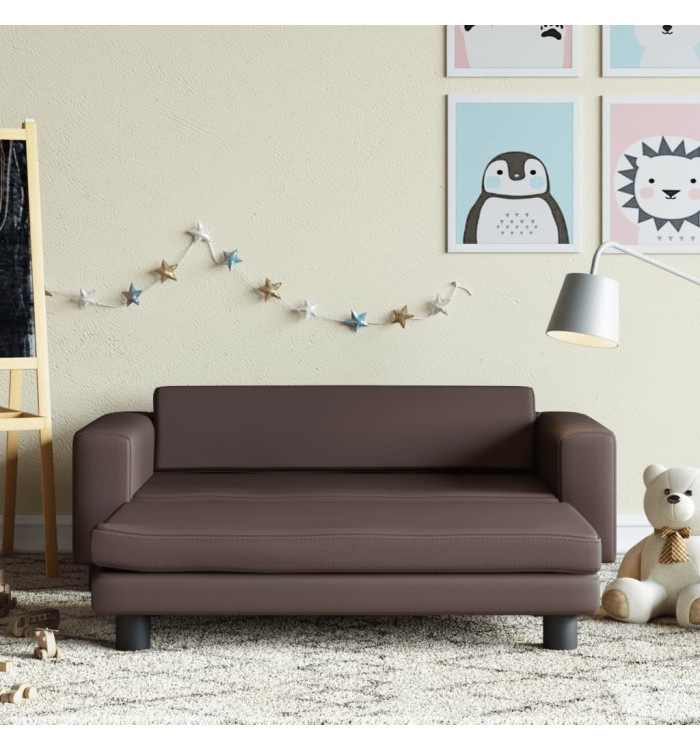 Canapé avec repose-pied pour enfants marron 100x50x30 cm | Mobilier & Déco