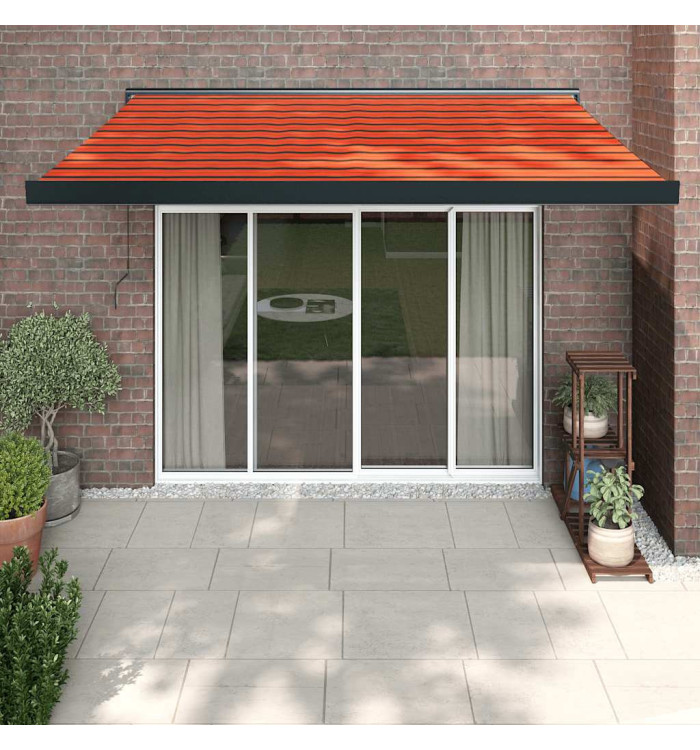 Auvent rétractable orange et marron 3x2,5 m tissu et aluminium | Mobilier & Déco