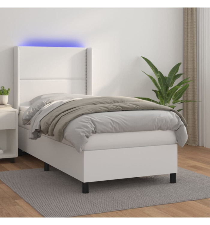 Sommier à lattes de lit matelas LED Blanc 80x200cm Similicuir | Mobilier & Déco