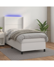 Sommier à lattes de lit matelas LED Blanc 80x200cm Similicuir | Mobilier & Déco