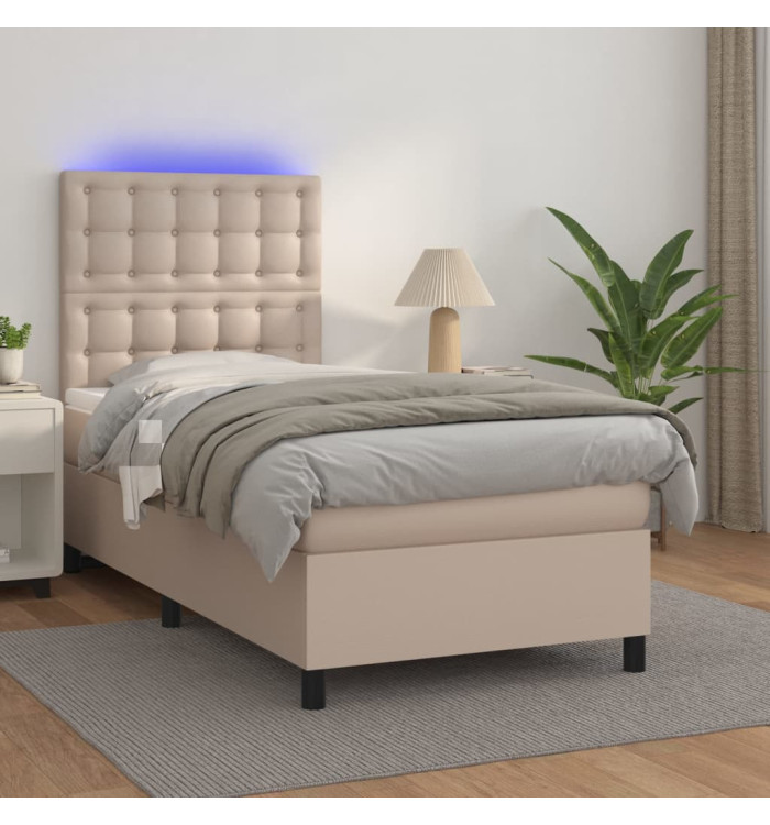 Sommier à lattes de lit avec matelas et LED Cappuccino 80x200cm | Mobilier & Déco