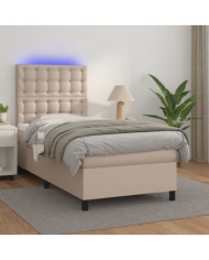 Sommier à lattes de lit avec matelas et LED Cappuccino 80x200cm | Mobilier & Déco