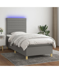 Sommier à lattes de lit et matelas et LED Gris foncé 80x200cm | Mobilier & Déco