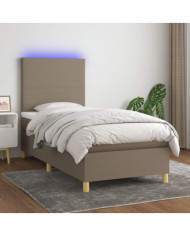 Sommier à lattes de lit et matelas et LED Taupe 80x200cm Tissu | Mobilier & Déco