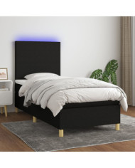 Sommier à lattes de lit avec matelas et LED Noir 80x200cm Tissu | Mobilier & Déco