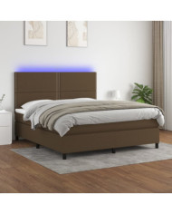 Sommier à lattes de lit matelas et LED Marron foncé 160x200 cm | Mobilier & Déco