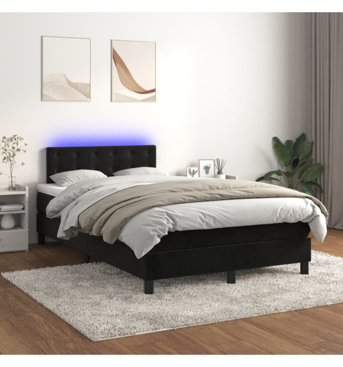 Sommier à lattes de lit avec matelas et LED Noir 120x200 cm | Mobilier & Déco