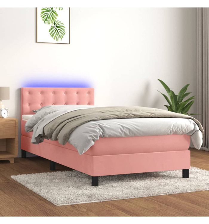 Sommier à lattes de lit avec matelas et LED Rose 80x200 cm | Mobilier & Déco