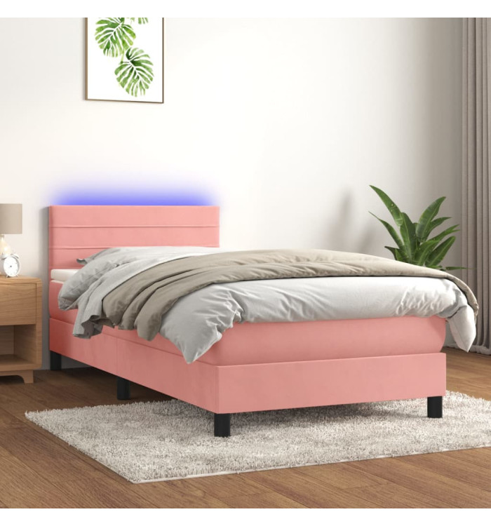 Sommier à lattes de lit avec matelas et LED Rose 80x200 cm | Mobilier & Déco