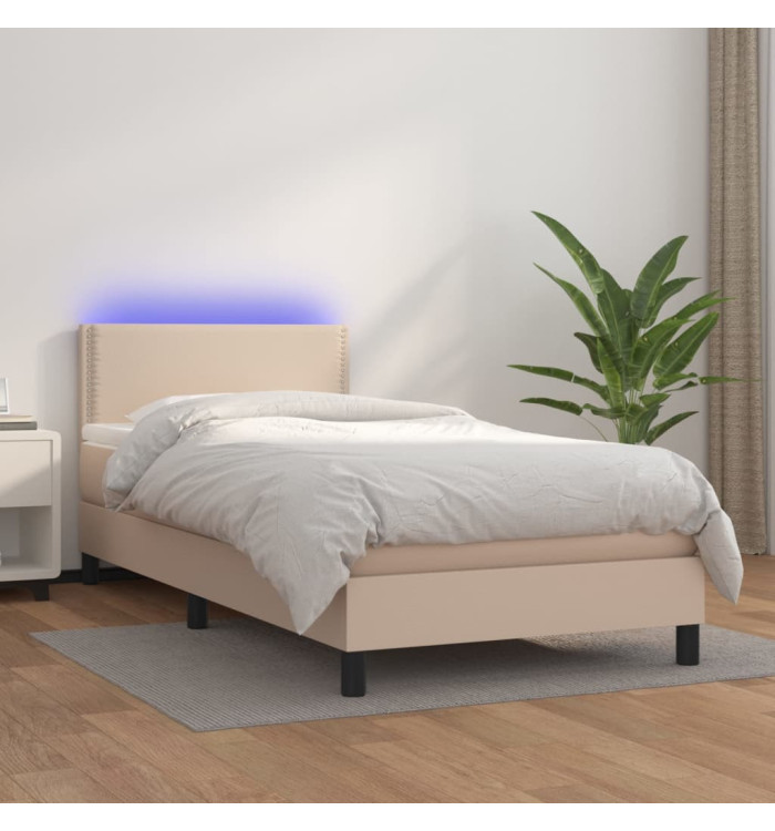 Sommier à lattes de lit matelas et LED Cappuccino 90x200 cm | Mobilier & Déco