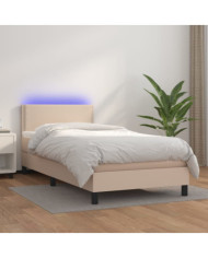 Sommier à lattes de lit matelas et LED Cappuccino 90x200 cm | Mobilier & Déco