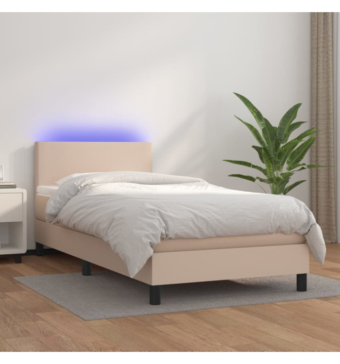 Sommier à lattes de lit matelas et LED Cappuccino 80x200cm | Mobilier & Déco