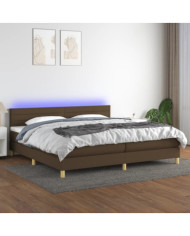 Sommier à lattes de lit matelas et LED Marron foncé 200x200 cm | Mobilier & Déco