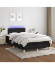 Sommier à lattes de lit avec matelas LED Noir 120x200 cm Tissu | Mobilier & Déco