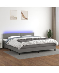 Sommier à lattes de lit et matelas et LED Gris foncé 200x200 cm | Mobilier & Déco