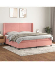 Sommier à lattes de lit avec matelas Rose 200x200 cm Velours | Mobilier & Déco