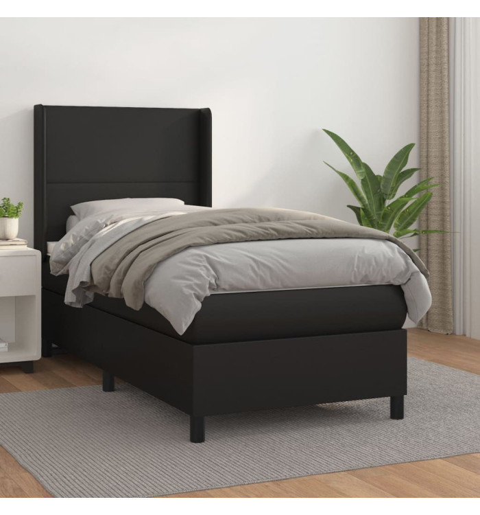Sommier à lattes de lit avec matelas Noir 80x200cm Similicuir | Mobilier & Déco
