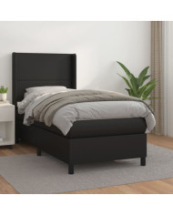 Sommier à lattes de lit avec matelas Noir 80x200cm Similicuir | Mobilier & Déco