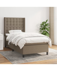 Sommier à lattes de lit avec matelas Taupe 100x200 cm Tissu | Mobilier & Déco