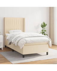 Sommier à lattes de lit et matelas Crème 90x190 cm Tissu | Mobilier & Déco