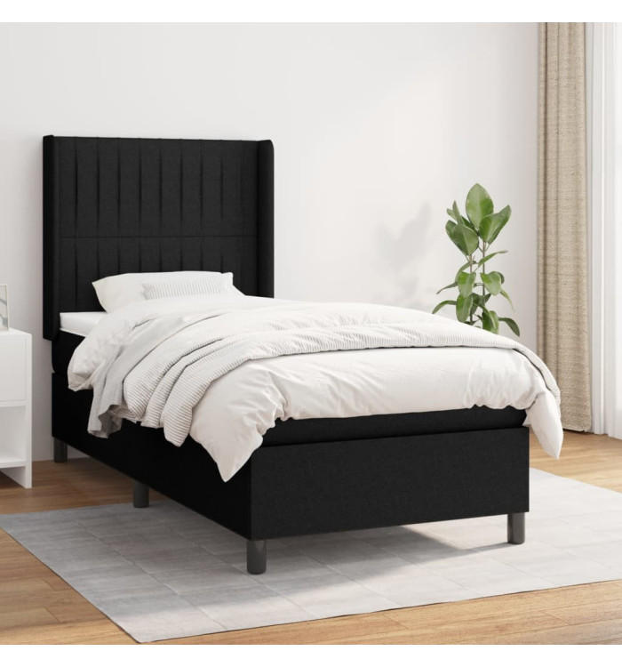 Sommier à lattes de lit et matelas Noir 80x200 cm Tissu | Mobilier & Déco