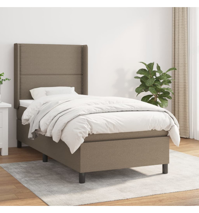 Sommier à lattes de lit avec matelas Taupe 100x200 cm Tissu | Mobilier & Déco